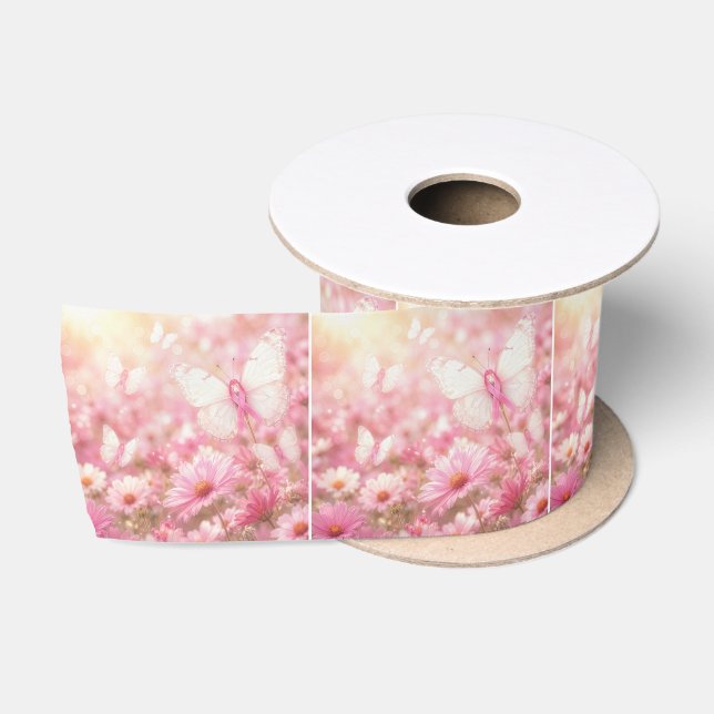 En Satin Papillons Ruban Rose dans le Jardin (Bobine)