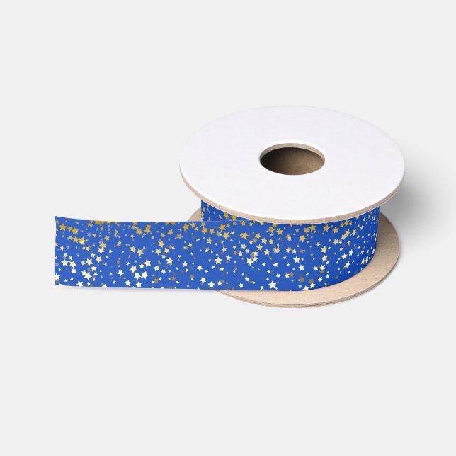 En Satin Petite étoile d'or Ruban Royal bleu (Bobine)