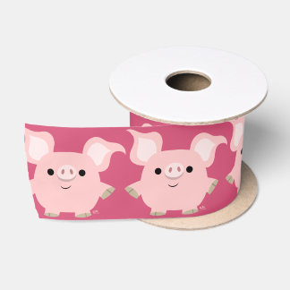 En Satin Porc mignon de bande dessinée de petit 3" ruban