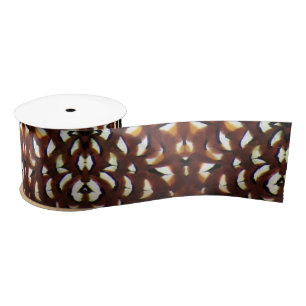 En Satin Reeve's Pheasant Brown Feather Design - Ruban