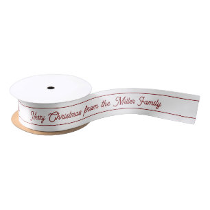 En Satin Rouge simple Ruban blanc Festif texte personnali