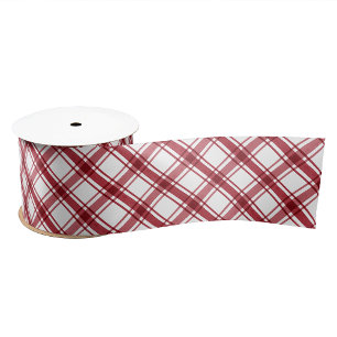 En Satin Ruban à carreaux rouges