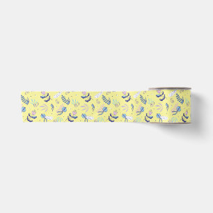 En Satin Ruban à motif floral jaune