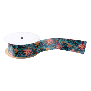En Satin Ruban à motif floral papier sans couture