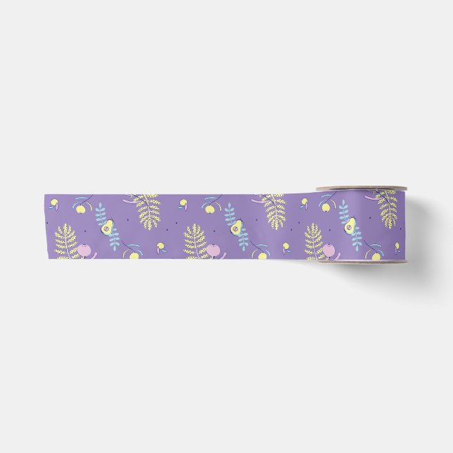 En Satin Ruban à motif floral violet (Devant)