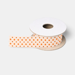 En Satin Ruban à motif orange avec étoiles