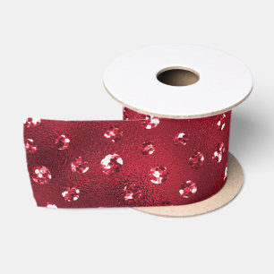En Satin Ruban à motifs pois rouges pailletés