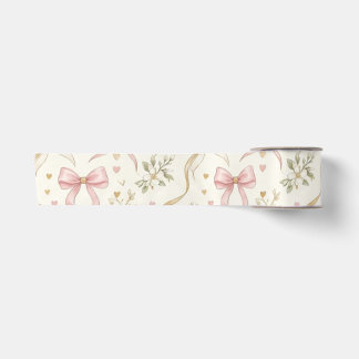 En Satin Ruban à nœud rose Coquette et floral vintage