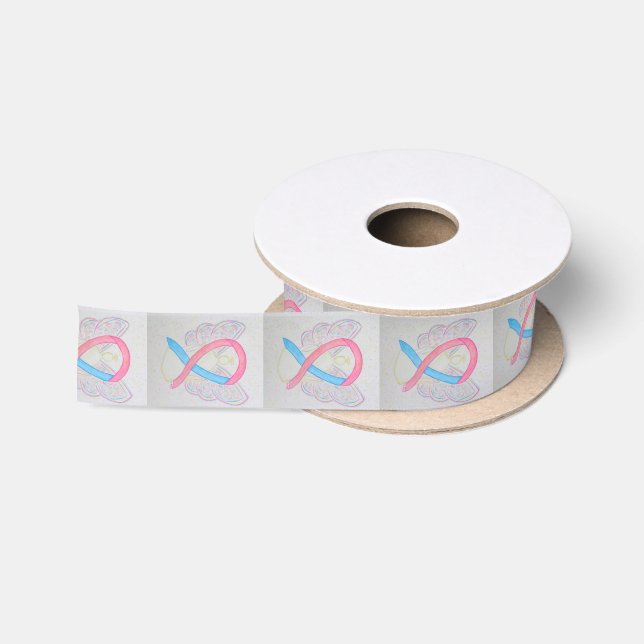 En Satin Ruban Angel rose et bleu de sensibilisation (Bobine)