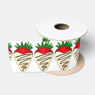 En Satin Ruban blanc aux fraises de chocolat