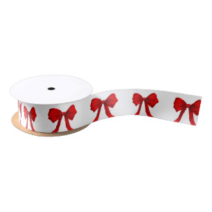 En Satin Ruban blanc Bow rouge