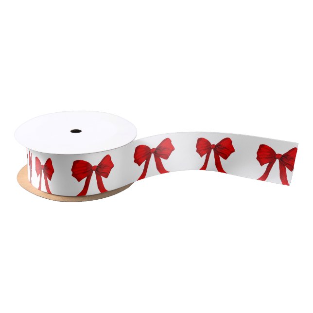En Satin Ruban blanc Bow rouge (Bobine)