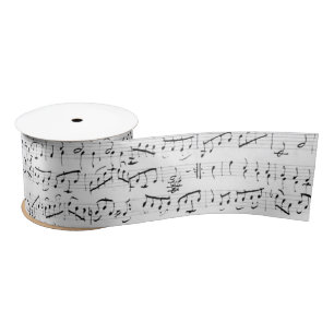 En Satin Ruban blanc de la musique Vintage manuscrite