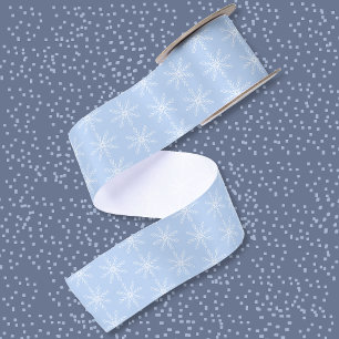 En Satin Ruban Bleu Clair Motif Flocon de Neige
