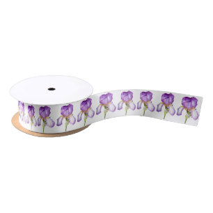 En Satin Ruban botanique d'art d'iris pourpre lumineux