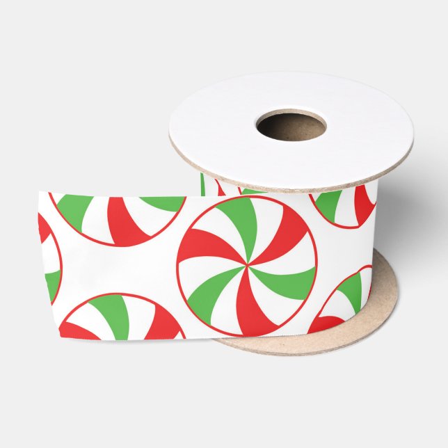 En Satin Ruban Cadeau à rayures vertes et rouges de Noël (Bobine)