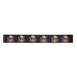 En Satin Ruban cadeau crâne père Noël (noir)