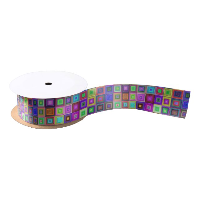 En Satin ruban carré arc-en-ciel (Bobine)