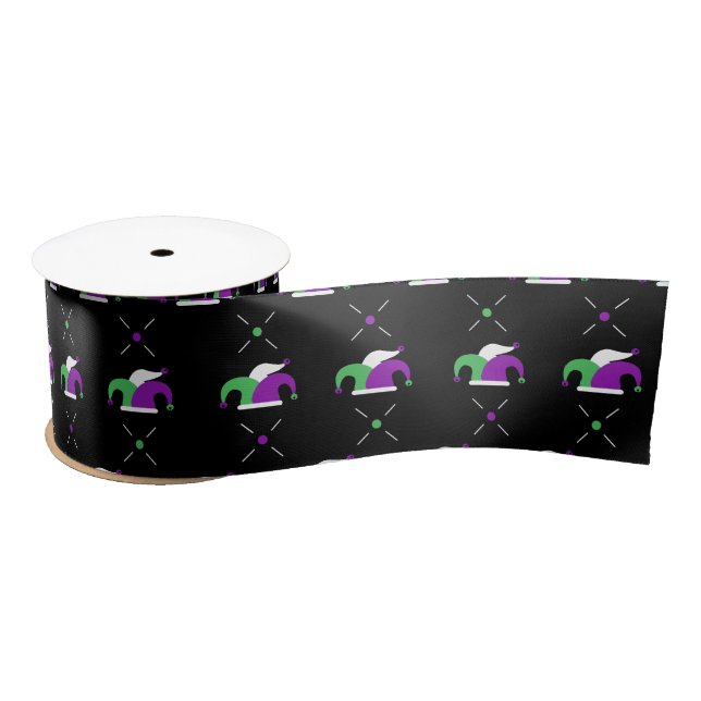 En Satin Ruban Casquette Mardi Gras Jester (Bobine)