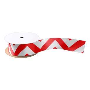 En Satin Ruban Chevron rouge et blanc moyen horizontal