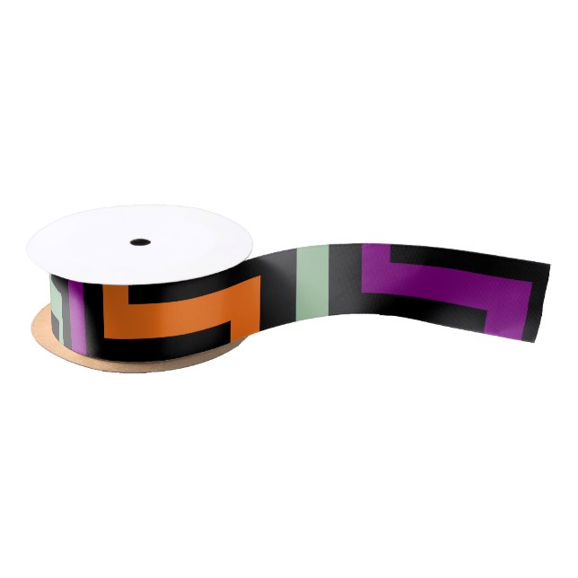 En Satin Ruban citrouille violet, vert et noir D. Chevron (Bobine)