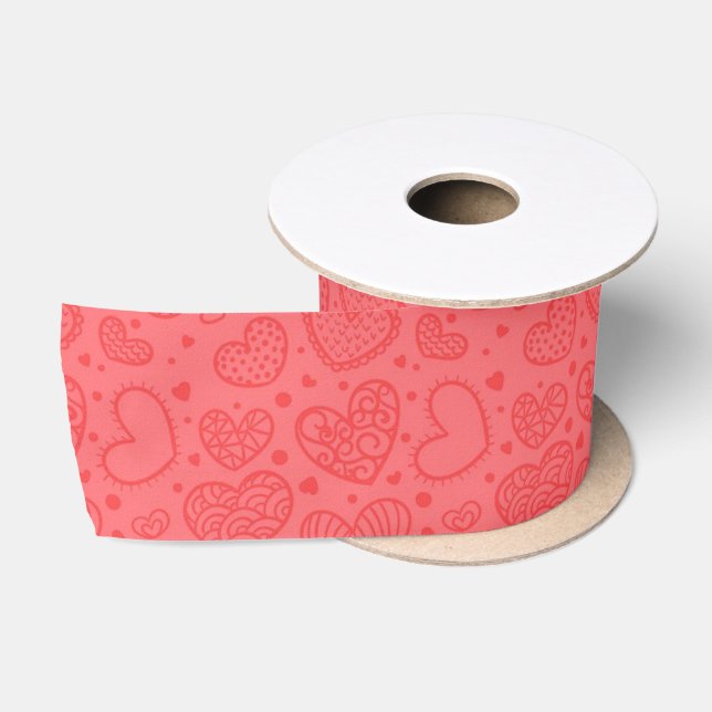 En Satin Ruban Coeurs - Amour (Bobine)