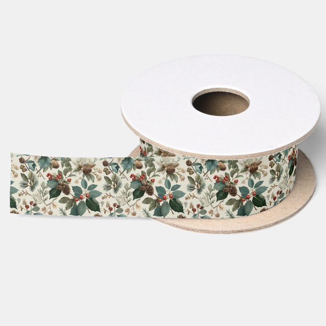 En Satin Ruban d'accent de Noël botanique d'hiver pour emba (Créateur téléchargé)