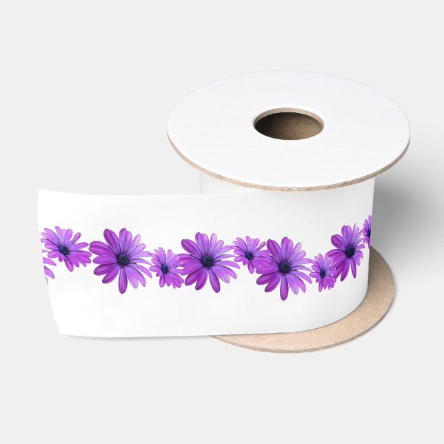 En Satin Ruban Daisy Ruban Customisé Violet Flower Ribbon (Bobine)