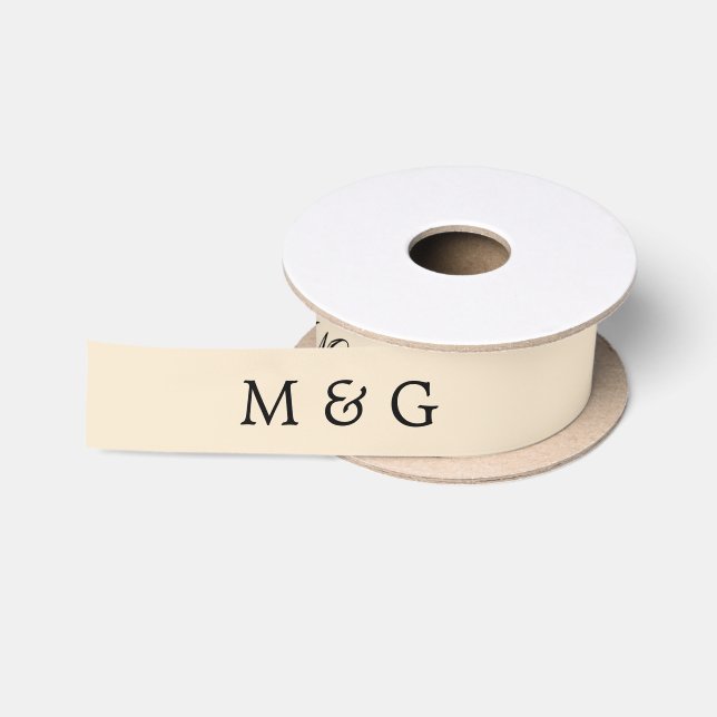 En Satin Ruban de Champagne de Mariage avec Monogramme et D (Bobine)