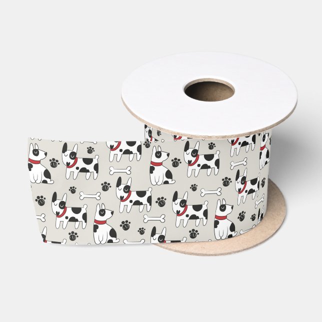 En Satin Ruban de chien noir et blanc (Bobine)