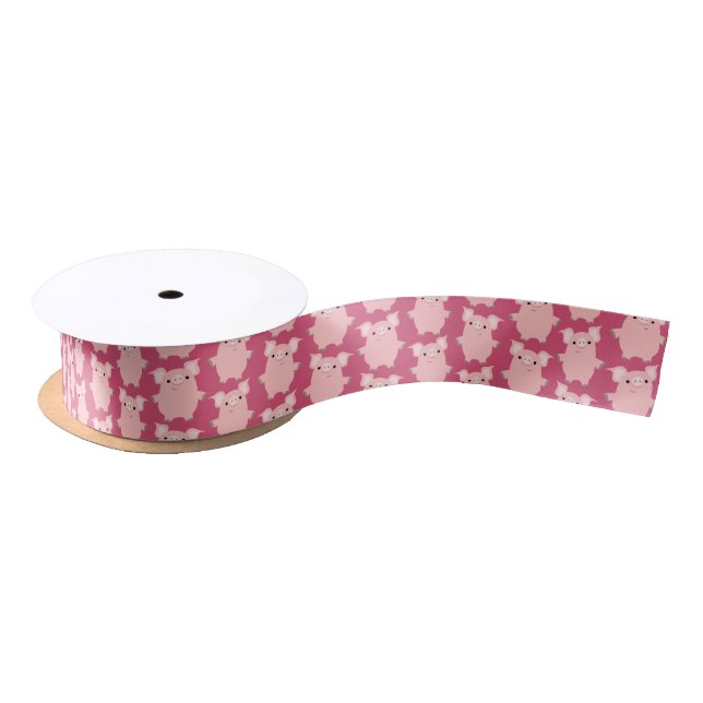 En Satin Ruban de cochons de dessin curieux (Bobine)