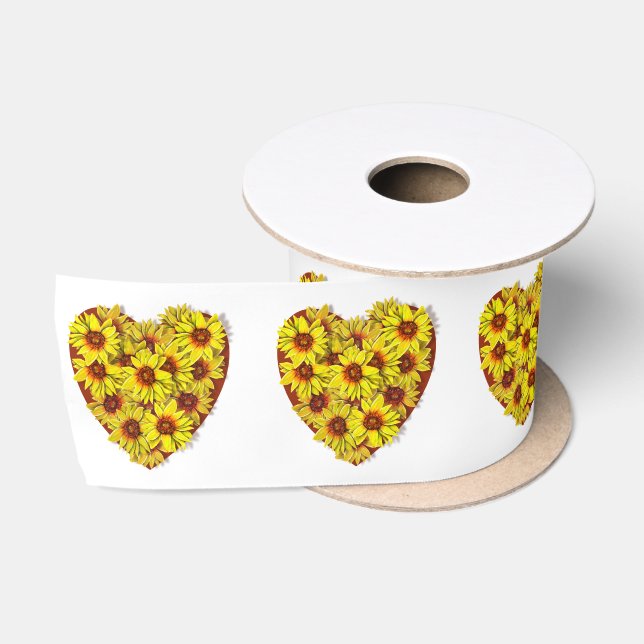 En Satin Ruban de coeurs de tournesol (Bobine)