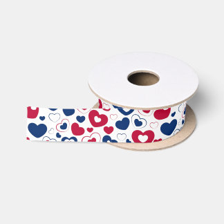 En Satin Ruban de coeurs rouges et bleus