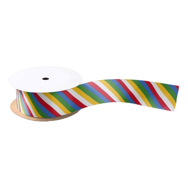 En Satin Ruban de couleur jaune, bleu, vert, blanc et rouge (Bobine)