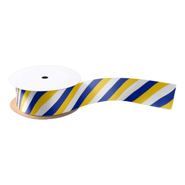 En Satin Ruban de couleur jaune doré, blanc et bleu (Bobine)