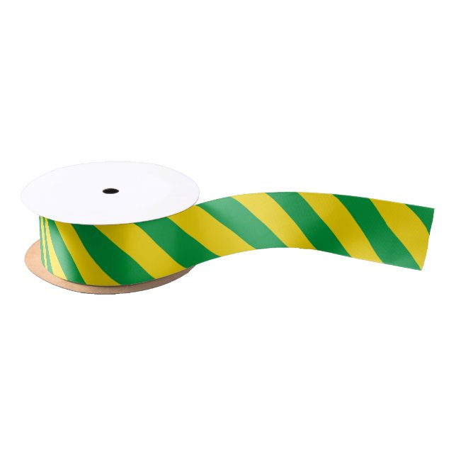 En Satin Ruban de couleur vert et jaune (Bobine)