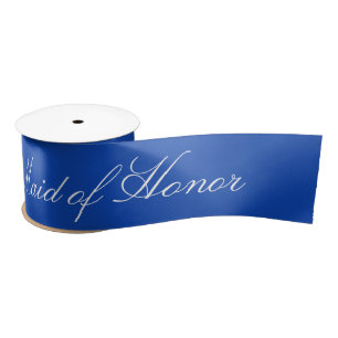 En Satin Ruban de Demoiselle d'Honneur Bleu et Blanc