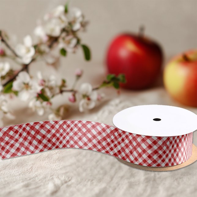 En Satin Ruban de fête à carreaux gingham rouge (Red Gingham Ribbon )