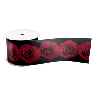 En Satin Ruban de fleur customisé par ruban de rose rouge