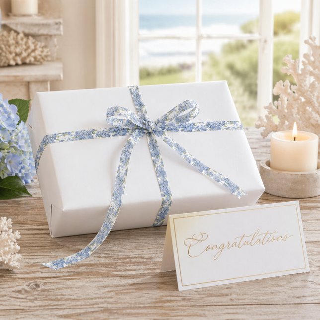 En Satin Ruban de fleurs d'hydrangea bleue pour cadeau (Wrap beautifully with hydrangea ribbon—perfect for elegant gifts, weddings, and special moments)