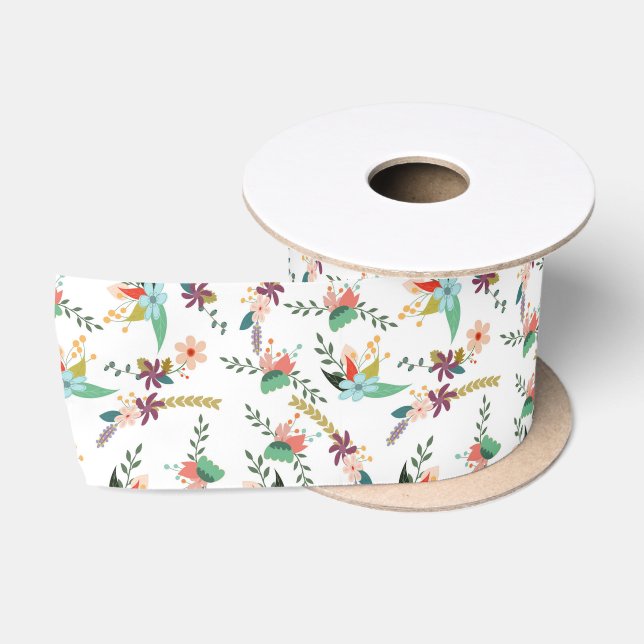 En Satin ruban de fleurs printanières (Bobine)