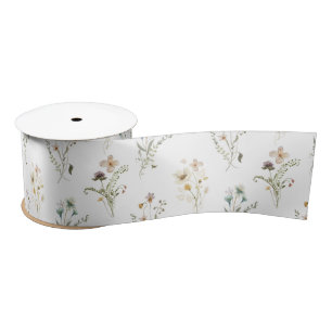 En Satin Ruban de fleurs sauvages