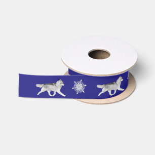 En Satin Ruban de flocon de neige de chien de traîneau