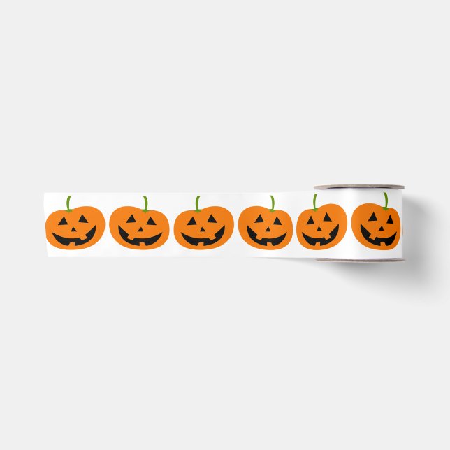 En Satin Ruban de Halloween Citrouille Joyeuse (Devant)
