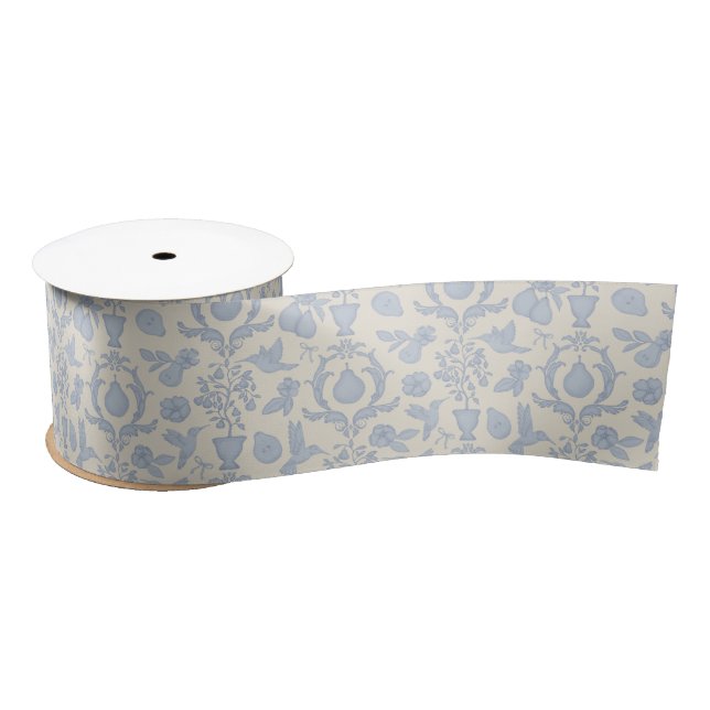 En Satin Ruban de mariage damassé Blue Perfect Pear (Bobine)