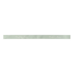 En Satin Ruban de mariage personnalisé vert sauge avec moti