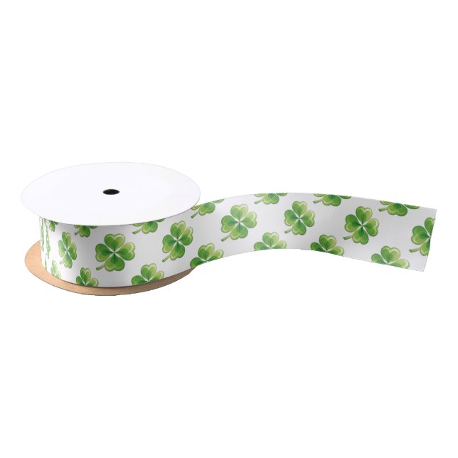En Satin Ruban de motif de shamrock (Bobine)