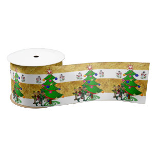 En Satin Ruban de Noël, Bonhomme de neige et lutin de Noël