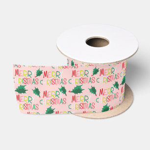 En Satin Ruban de Noël coloré de Noël Retro Merry