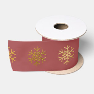 En Satin Ruban de Noël élégant flocon de neige or bordeaux